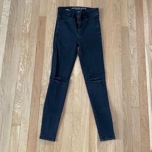 american eagle black skinny jeans size 2 short